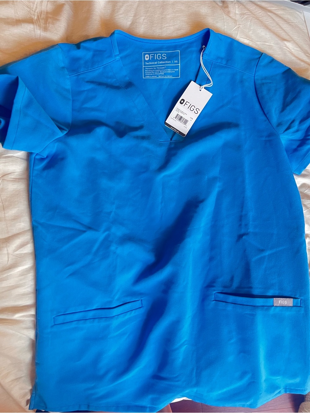 Figs Technical Collection V-Neck Scrub Top - Blue